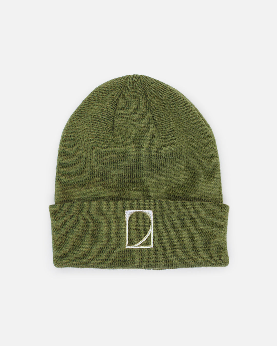 green beanie made with recycled plastic polyester